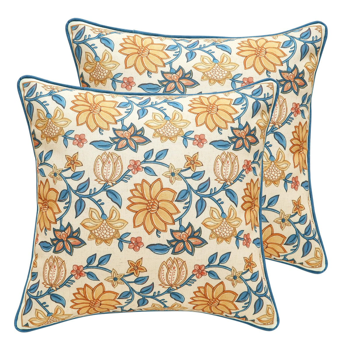 ISAENNE Vintage Elegant Linen Square Throw Pillow Cover,18"x18"-Albano A