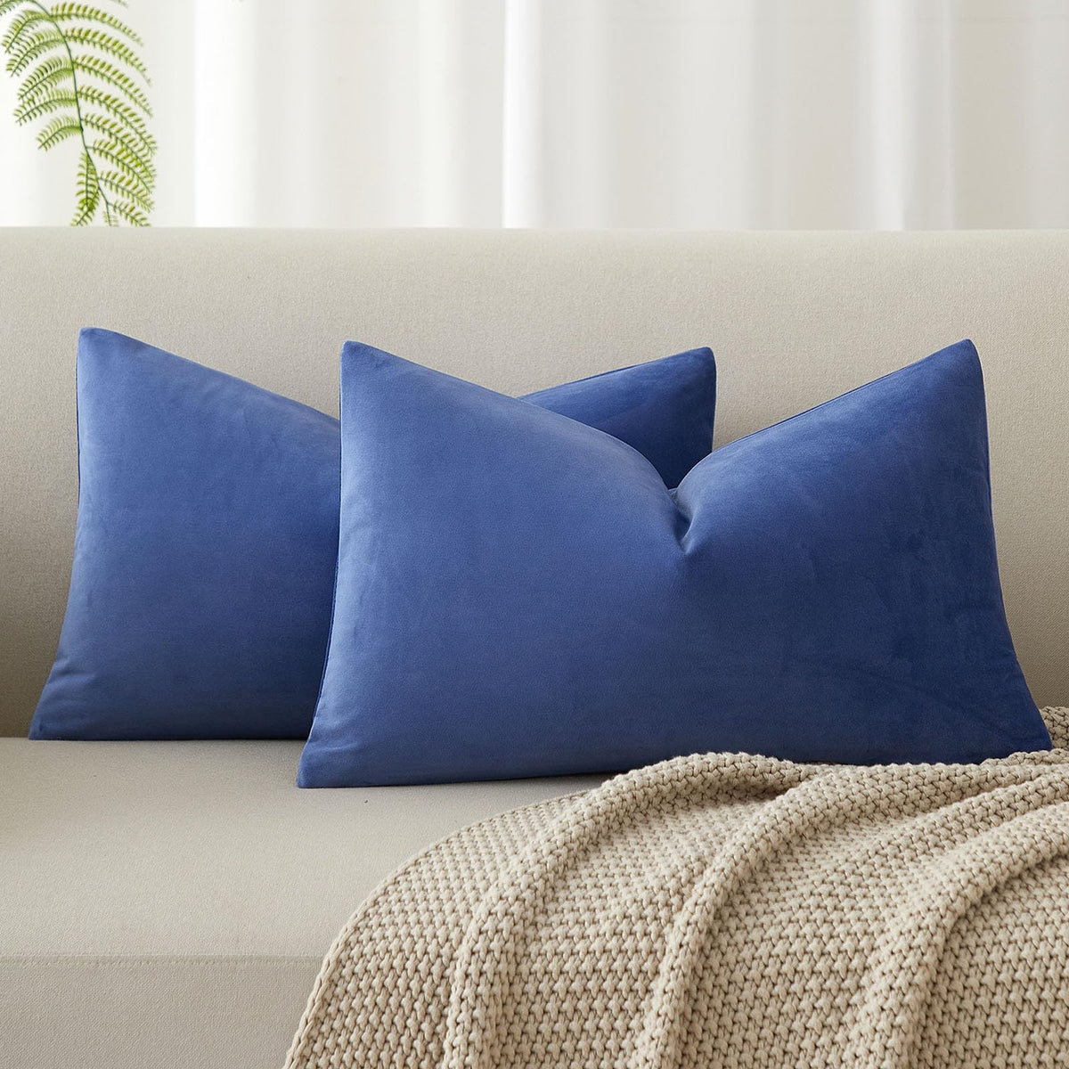 Velvet Throw Pillow Covers 18x18 for Couch Bed Sofa,Eggplant Purple
