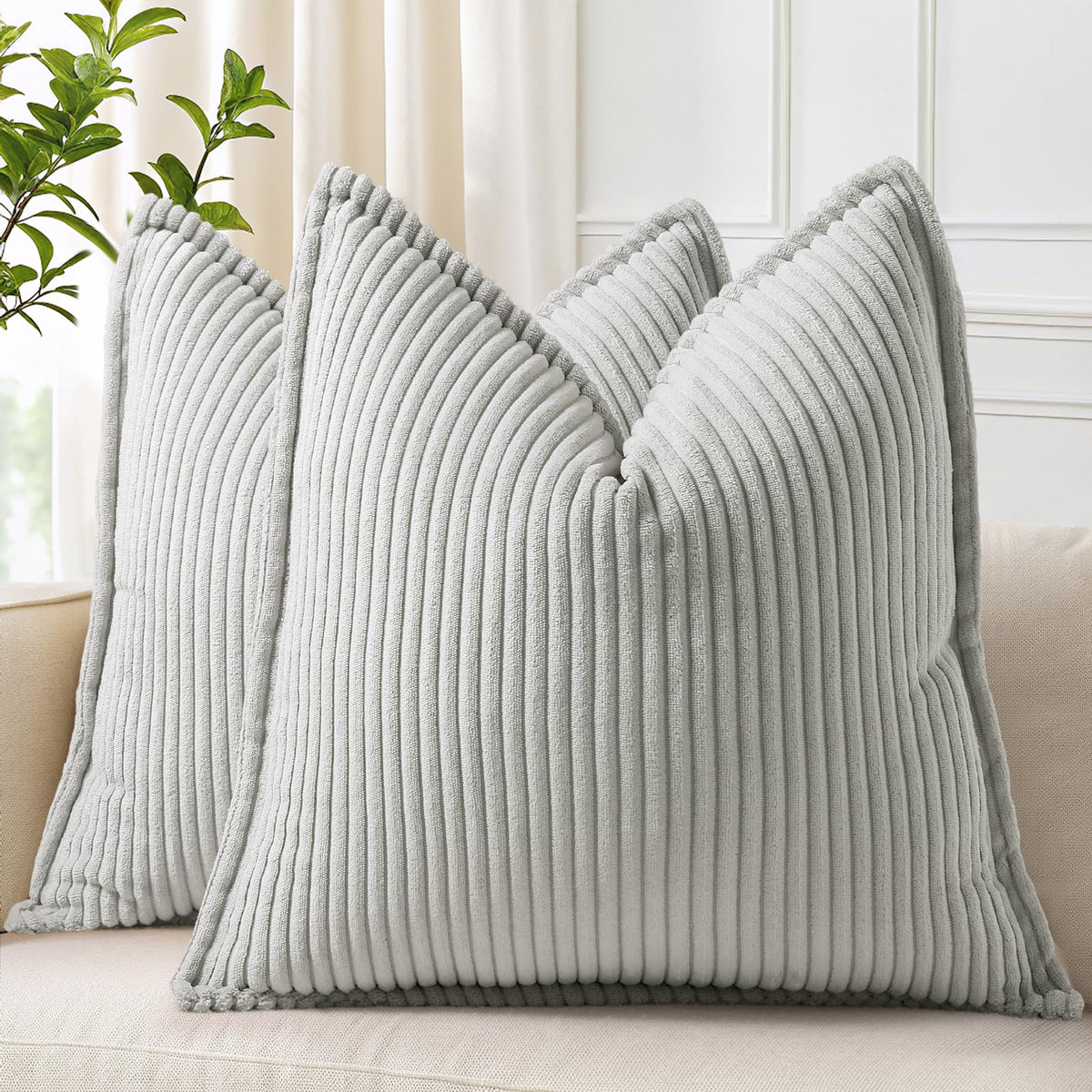 decorUhome Fall Corduroy Rust Throw Pillow Covers 18x18 Set of 2