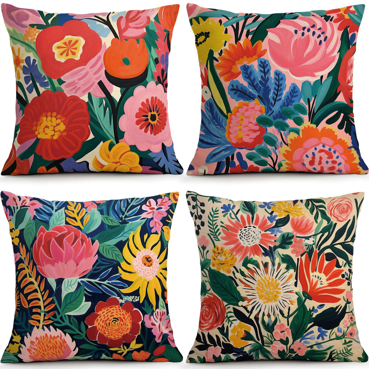 Sage Green Leaves Pillow Covers 18x18 Inch Botanical Cushion Cover Set of 4