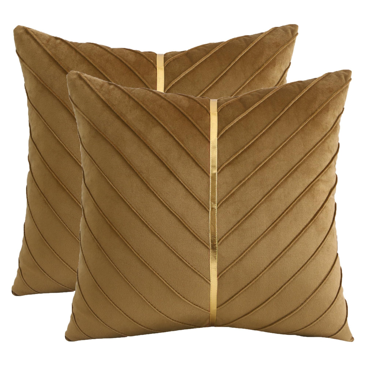 Velvet Throw Pillow Covers 18x18 Pack of 2 Gold Decor Olive Green