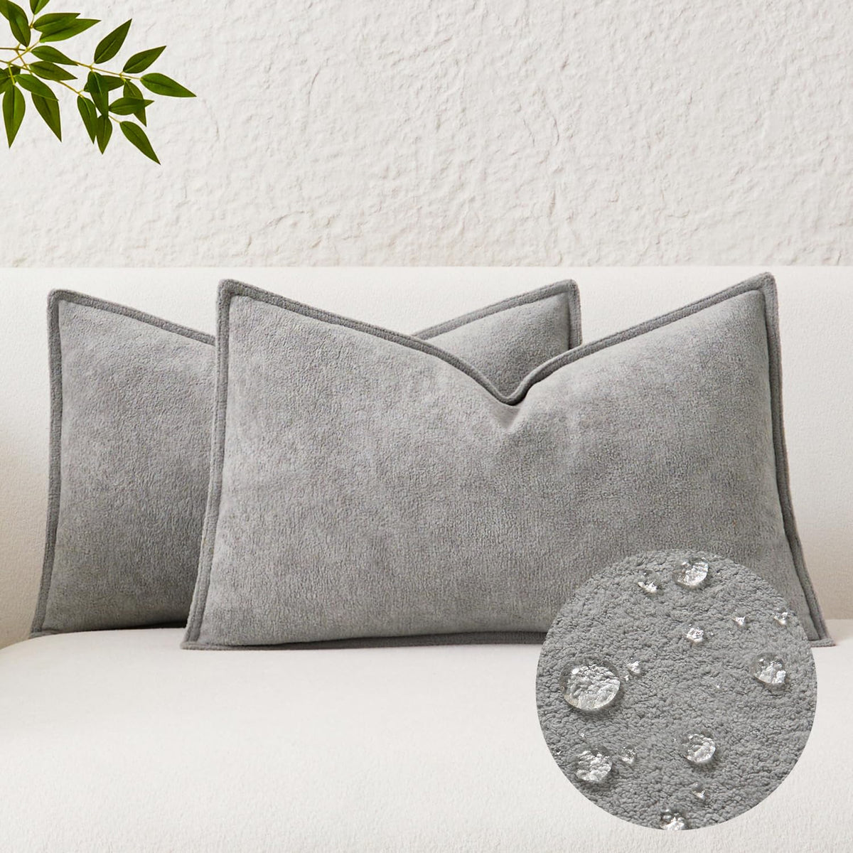 Kevin Textile Soft Waterproof Pillow Covers 20x20 Inch 2 Pack, Moss Green