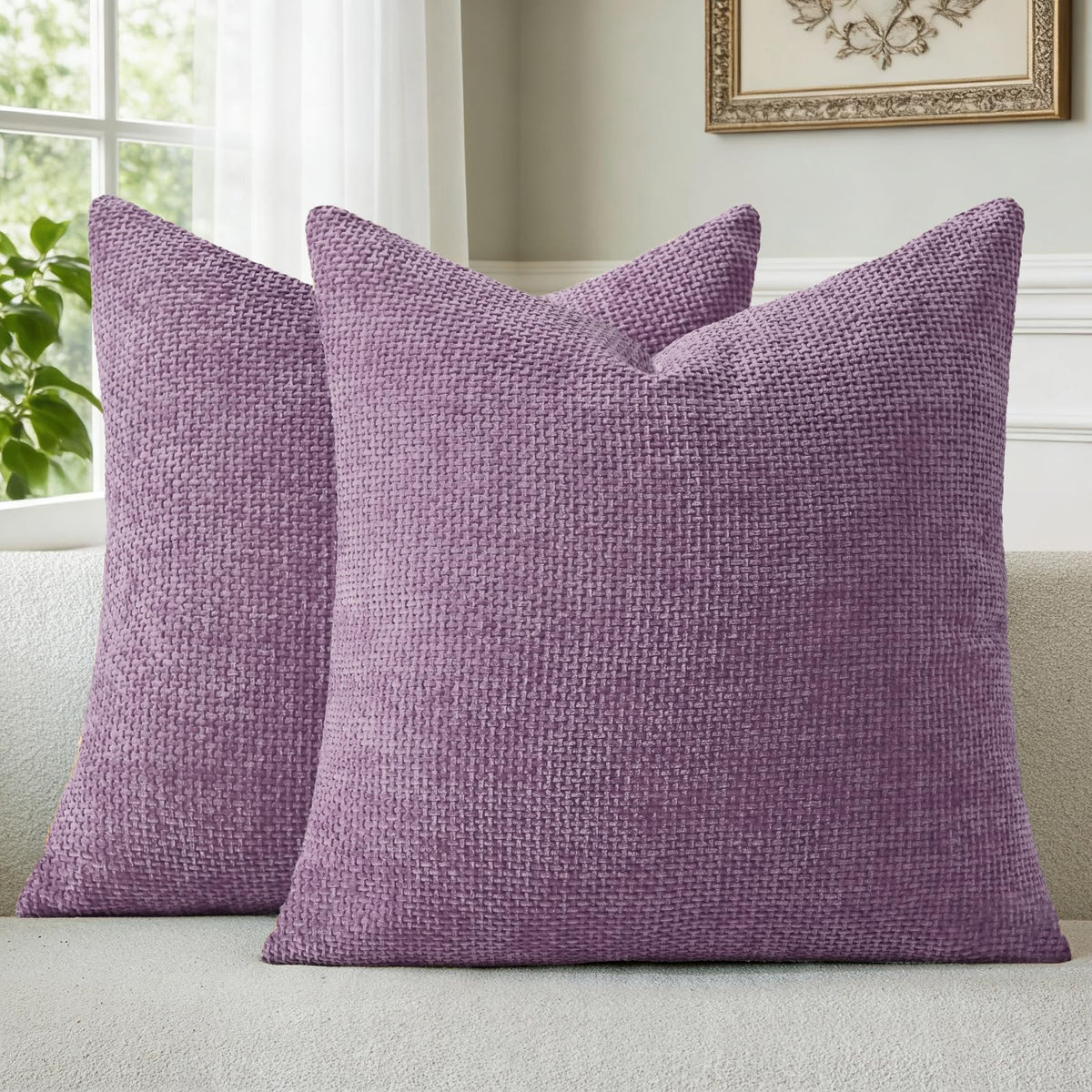 a moment Grey-Beige Chenille Throw Pillow Covers 16x16 Inch Pack of 2 Modern Decorative Throw Pillow Cases Farmhouse Cross Throw Pillowcases Home Decor for Sofa Bedroom Living Room