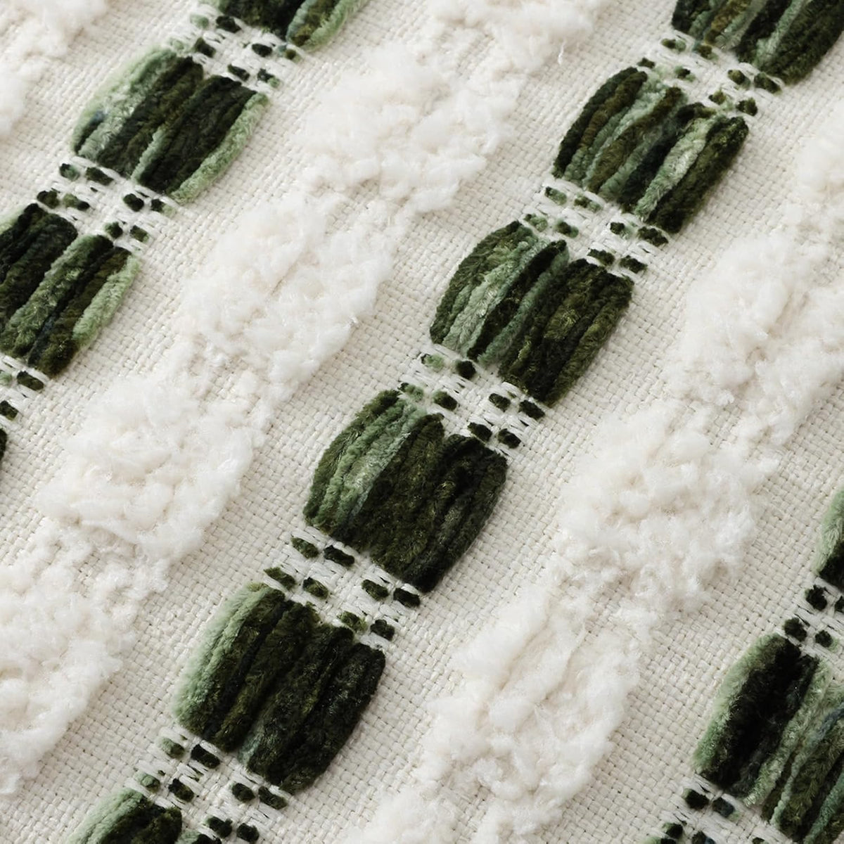 decorUhome Chenille Tufted Stripe Throw Pillow Covers 18x18 Set of 2 Green