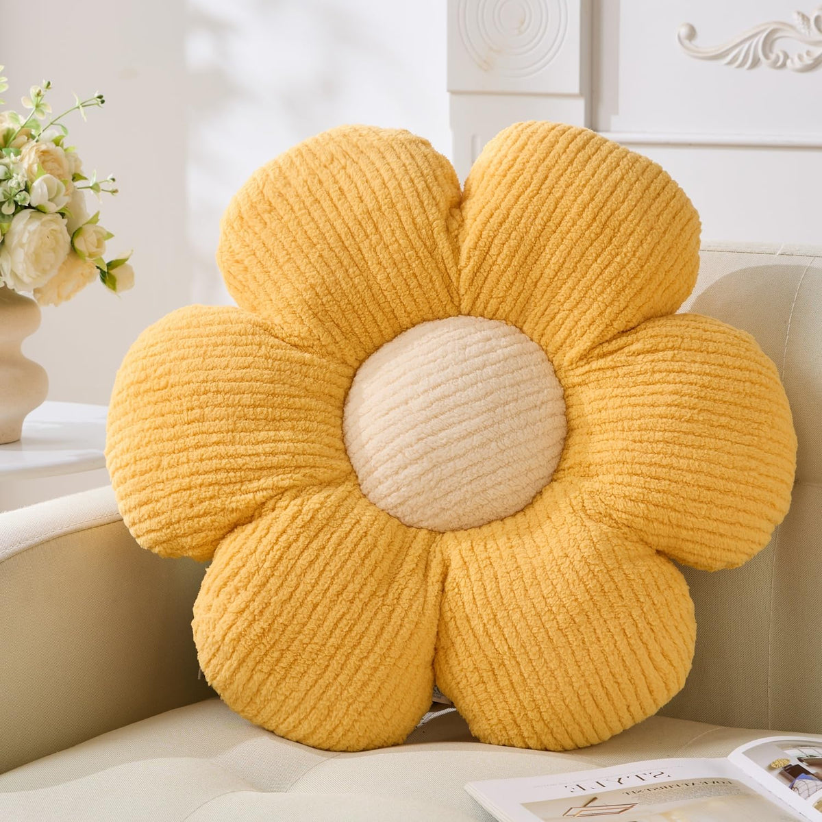Flower Pillow,15.75" Daisy Pillow Purple Decorative Pillows