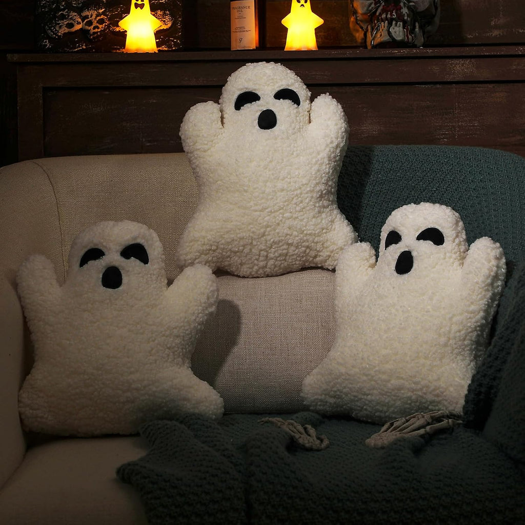 Shappy 3 Pcs Halloween Ghost Throw Pillows Cute Soft Decorative Pillows