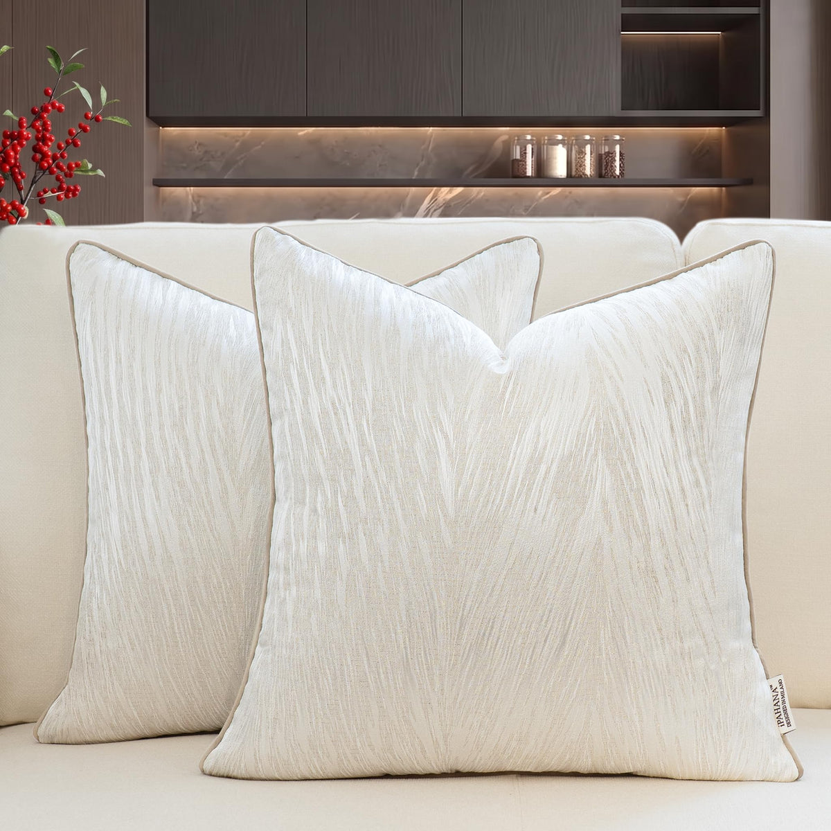 18x18 Modern Luxury Textured Throw Pillow Covers, Gray Brown, 2PC