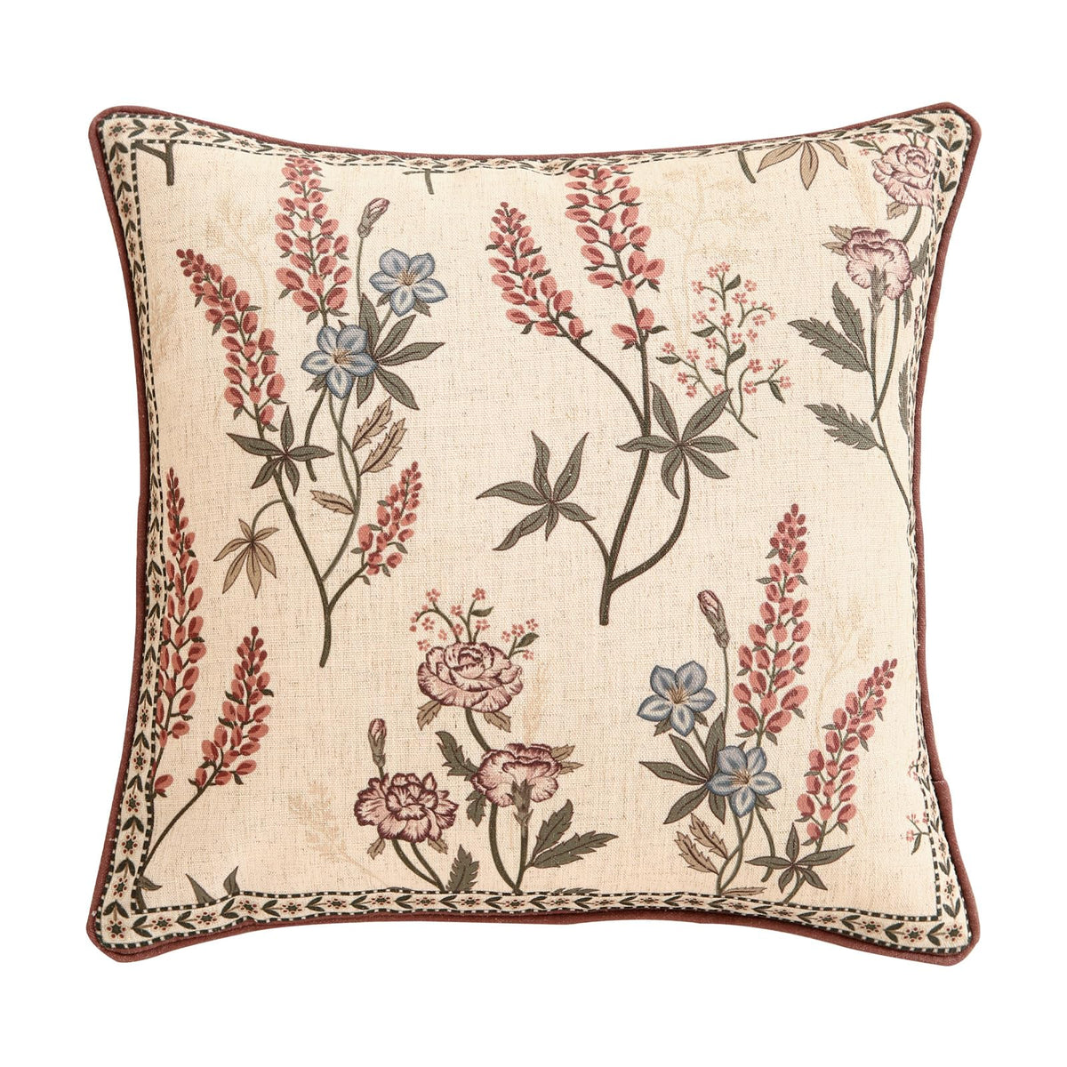 ISAENNE Vintage Elegant Linen Square Throw Pillow Cover,18"x18"-Albano A