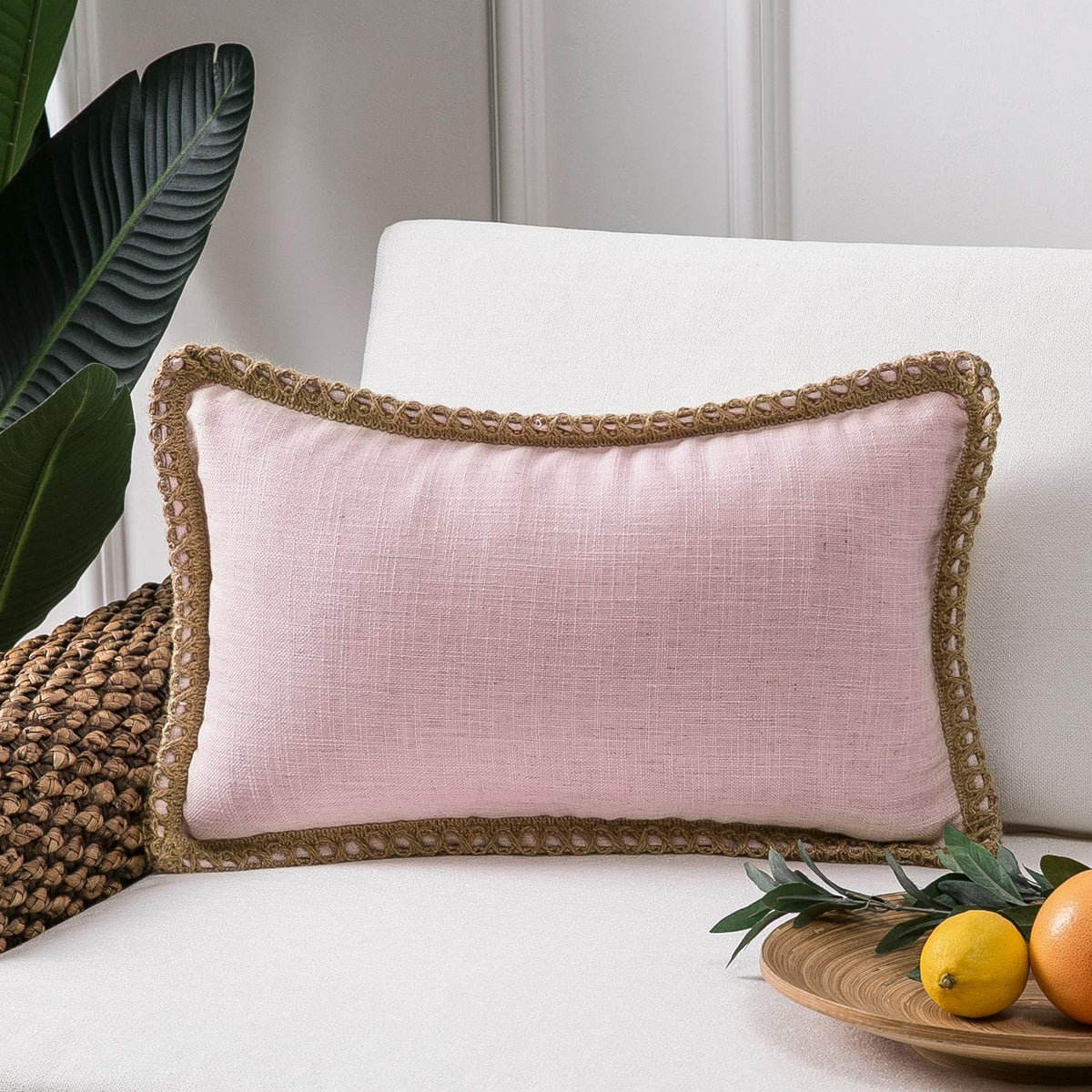 Phantoscope Pack of 2 Coastal Aqua Pillow Covers 18x18, Textured Polyester with Rope Trim, Fade Resistant Vintage Turquoise Blue Decorative Cushion Cases, Hidden Zipper, Farmhouse Boho Beach Decor