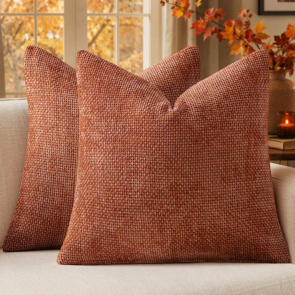 MIULEE Decorative Couch Throw Pillow Covers 20x20 Inch Neutral Beige 2 Pack