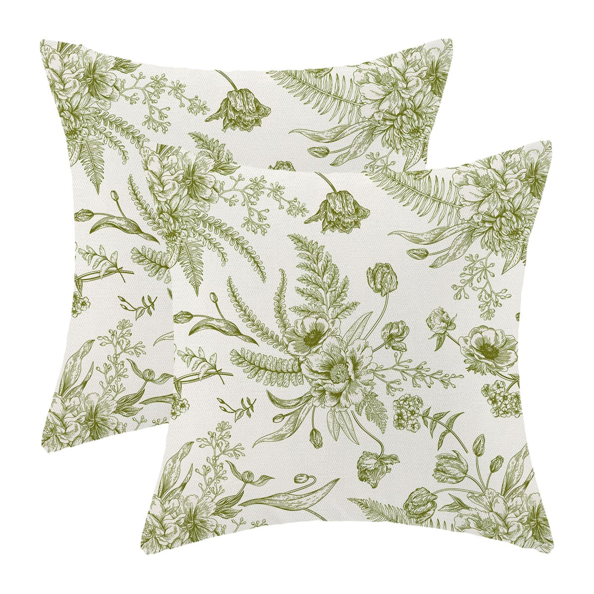 CXMEIFLY Spring Floral Birds Pillow Covers 22 x 22 Inch Set of 2 for Chinoiserie Flowers Decor Throw Pillows Blue and White Plant Outdoor Decorative Cushion Cases for Couch Bed Decorations