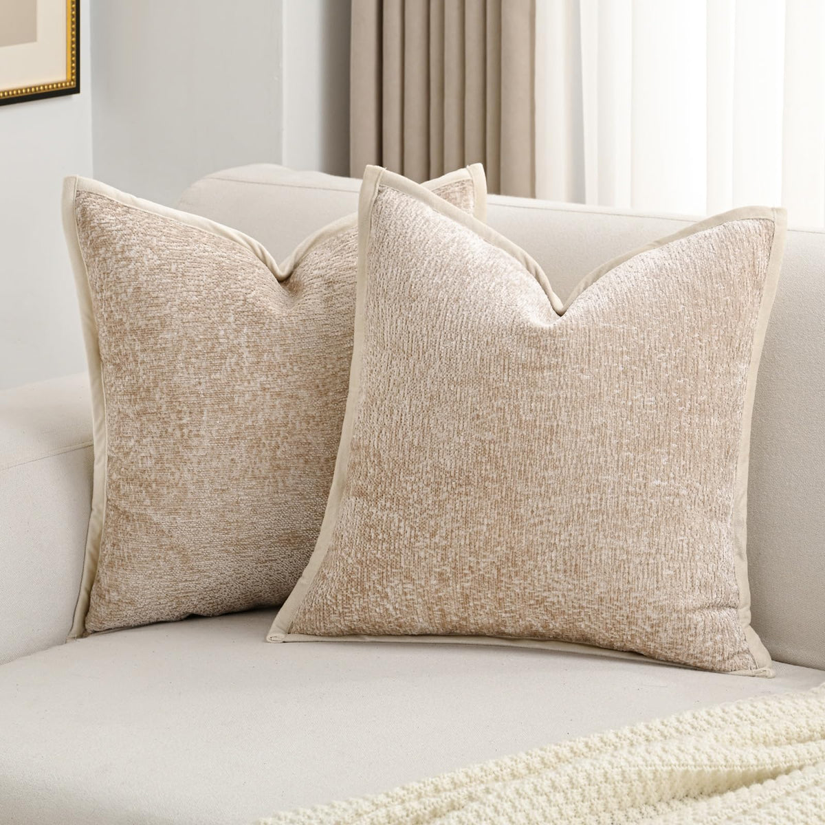 FUTEI Pack of 2 Chenille Soft Throw Pillow Covers 18x18 Inch, Hot Pink
