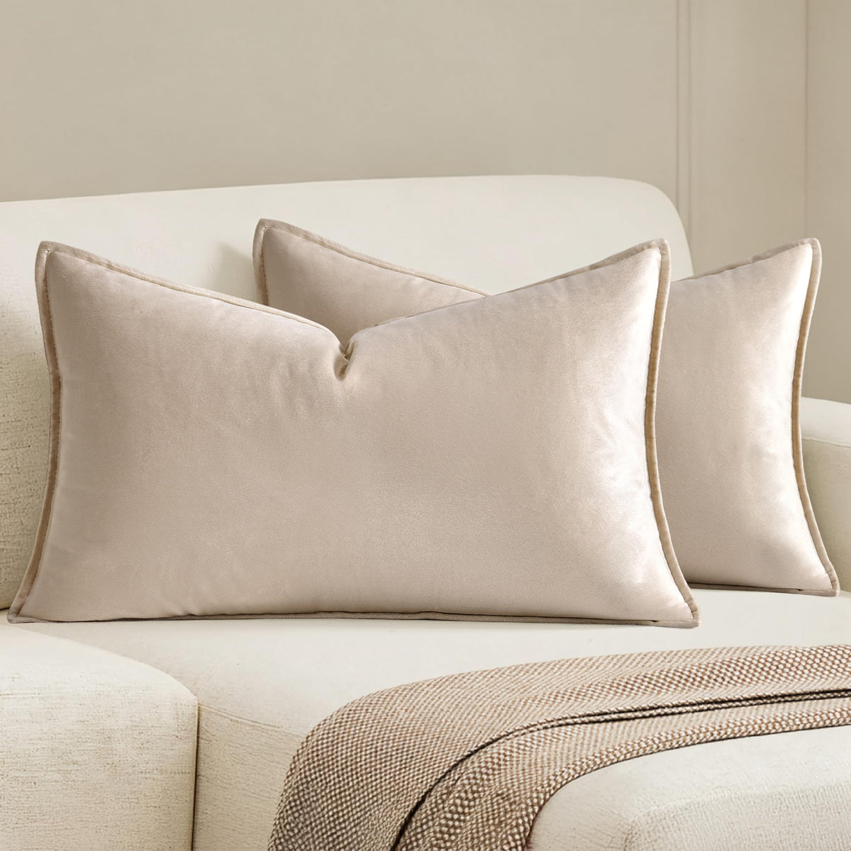 MIULEE Decorative Brown Velvet Throw Pillow Covers for Couch 18x18 Inch