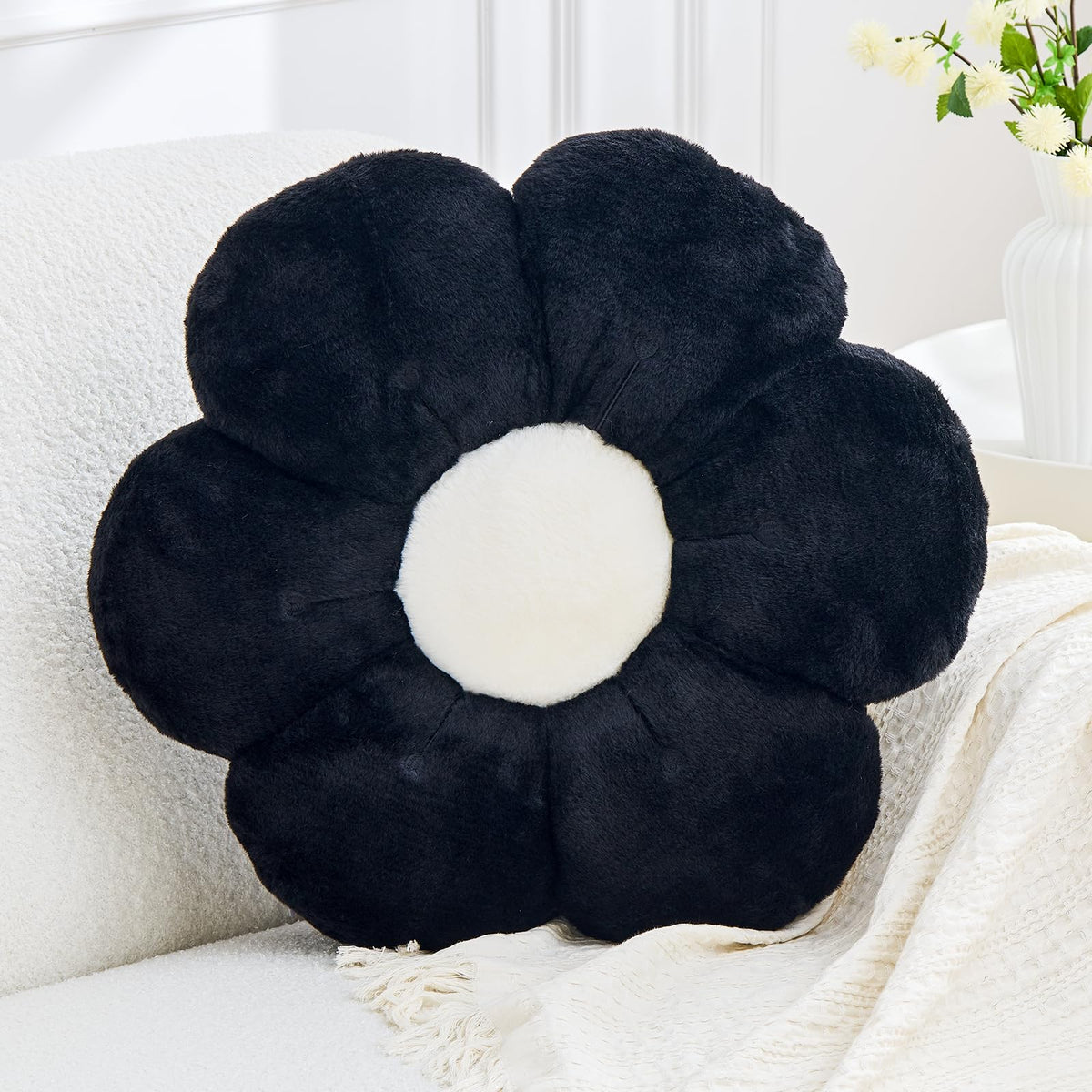 Flower Pillow Cute Flower Shaped Pillows Decorative Throw Pillows Aesthetic Home Decor Floral Daisy Cushion for Bed (Yellow, 14.9 Inch)