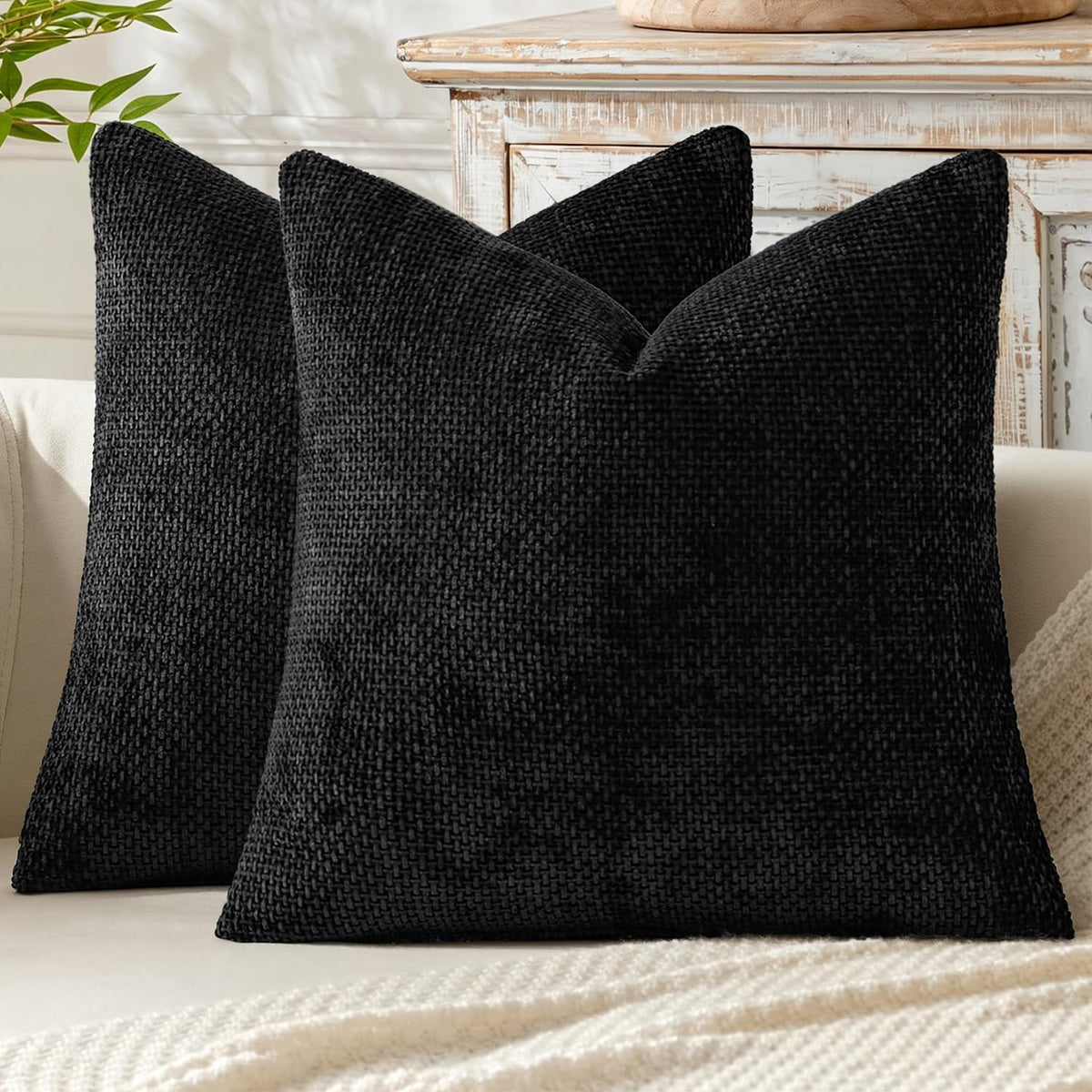 MIULEE Decorative Couch Throw Pillow Covers 20x20 Inch Neutral Beige 2 Pack