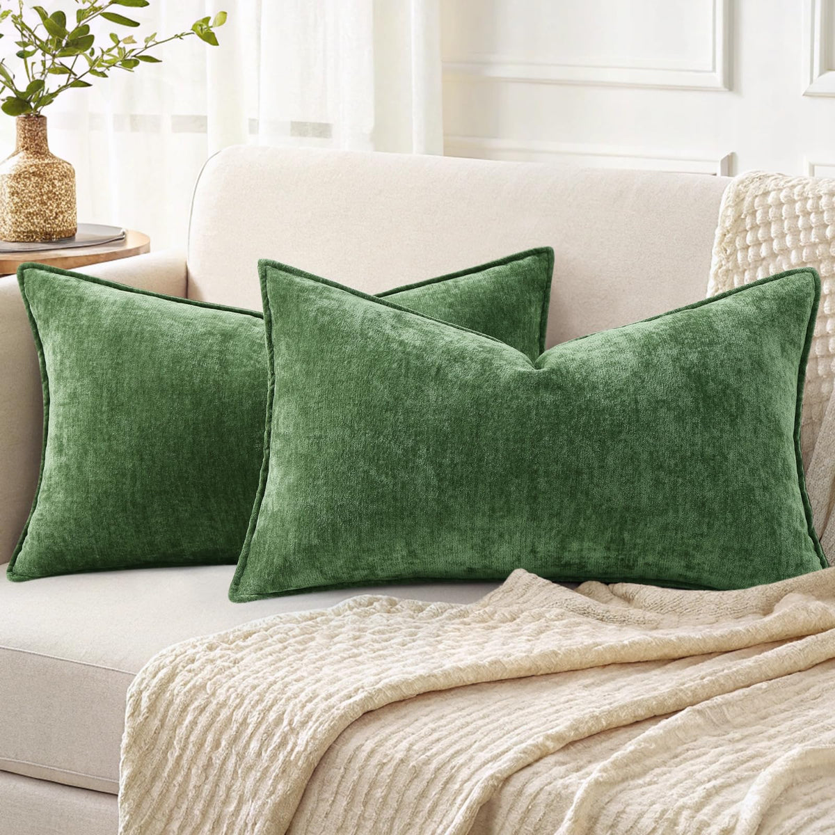 decorUhome Chenille Ultimate Gray Throw Pillow Covers 18x18 Set of 2