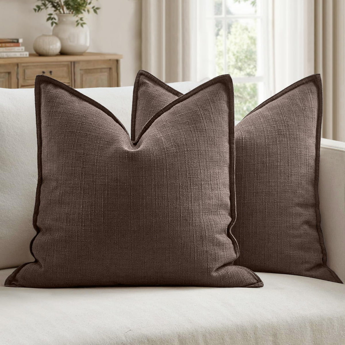 MIULEE Thick Textured Navy Blue Decorative Throw Pillow Covers 18x18 Inch