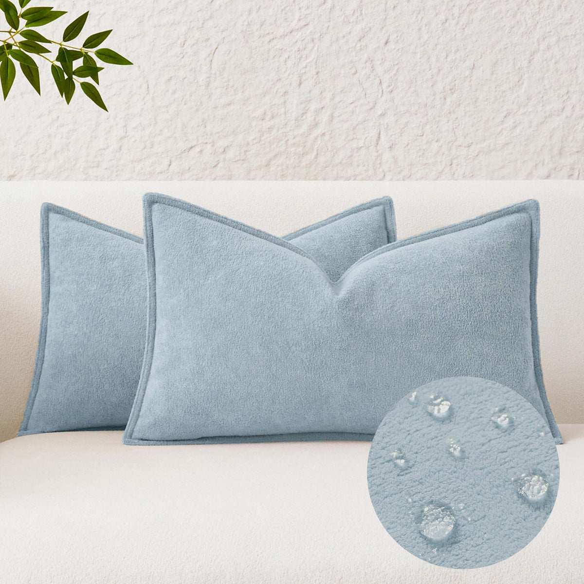 Kevin Textile Soft Waterproof Pillow Covers 20x20 Inch 2 Pack, Moss Green