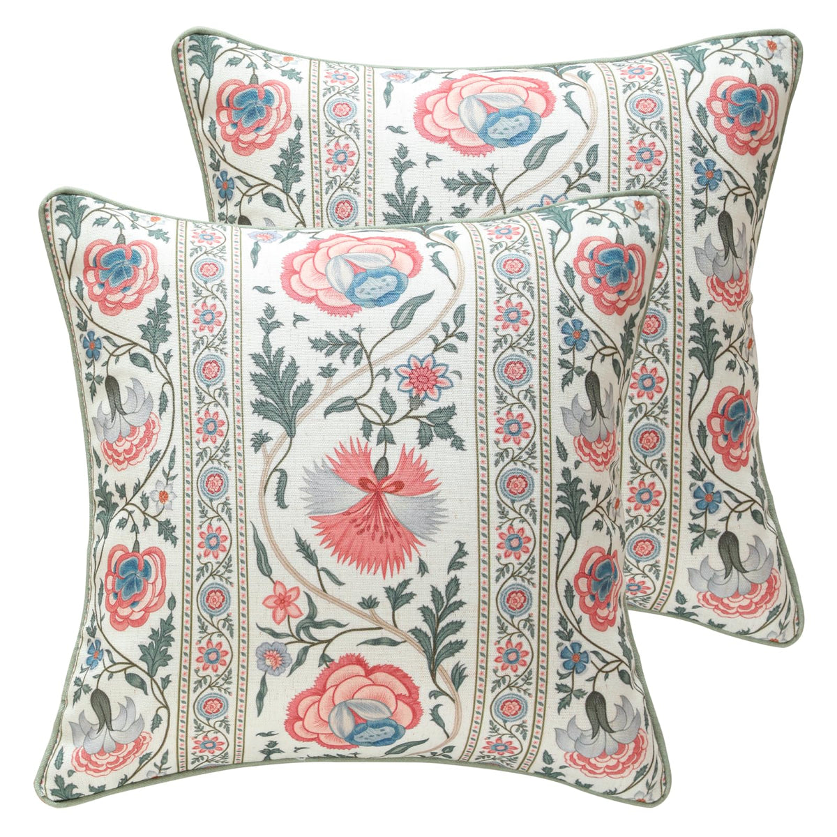 ISAENNE Vintage Elegant Linen Square Throw Pillow Cover,18"x18"-Albano A