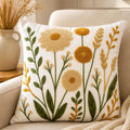 Embroidered Floral Throw Pillow Cover, 18x18 Inch Decorative Pillowcase