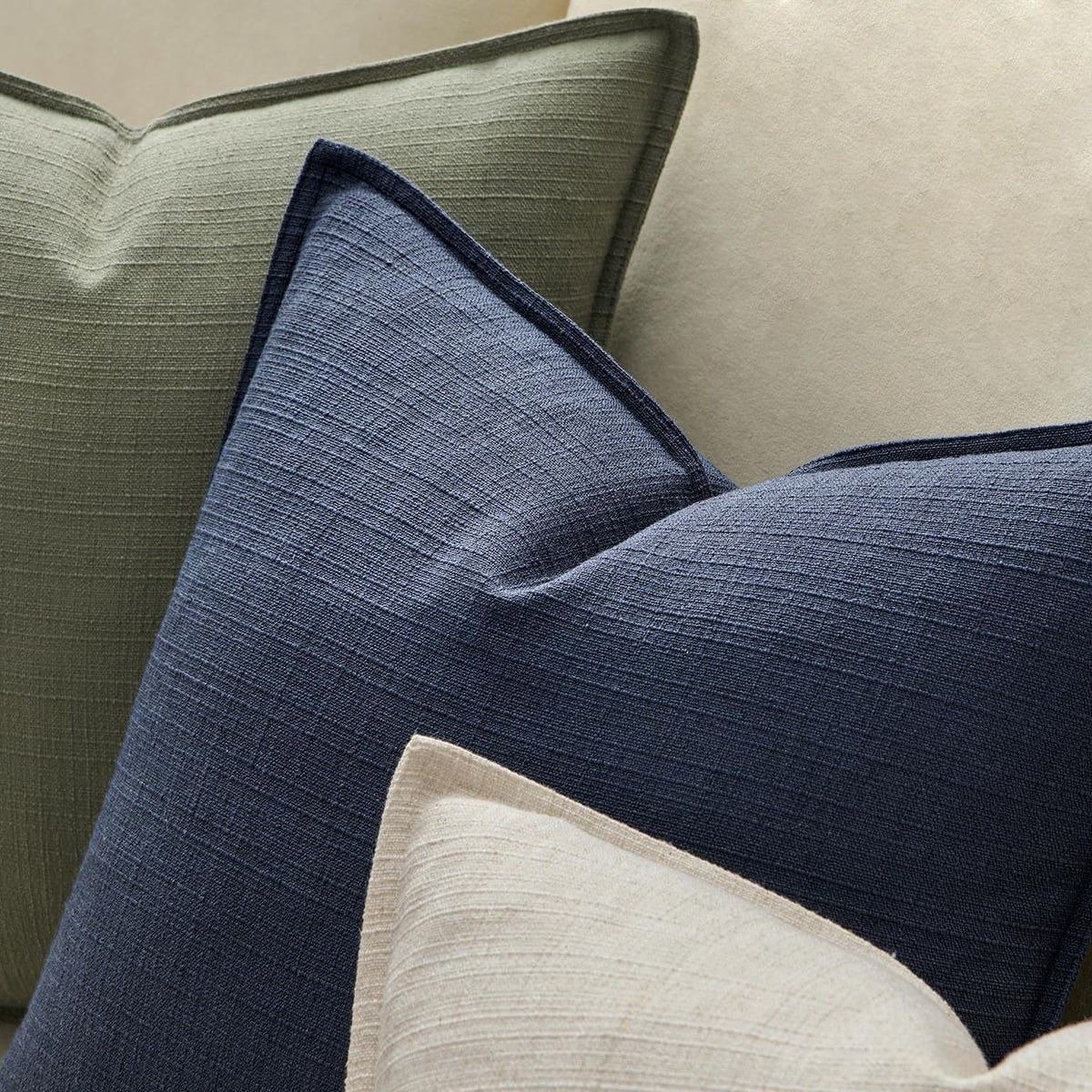 MIULEE Thick Textured Navy Blue Decorative Throw Pillow Covers 18x18 Inch