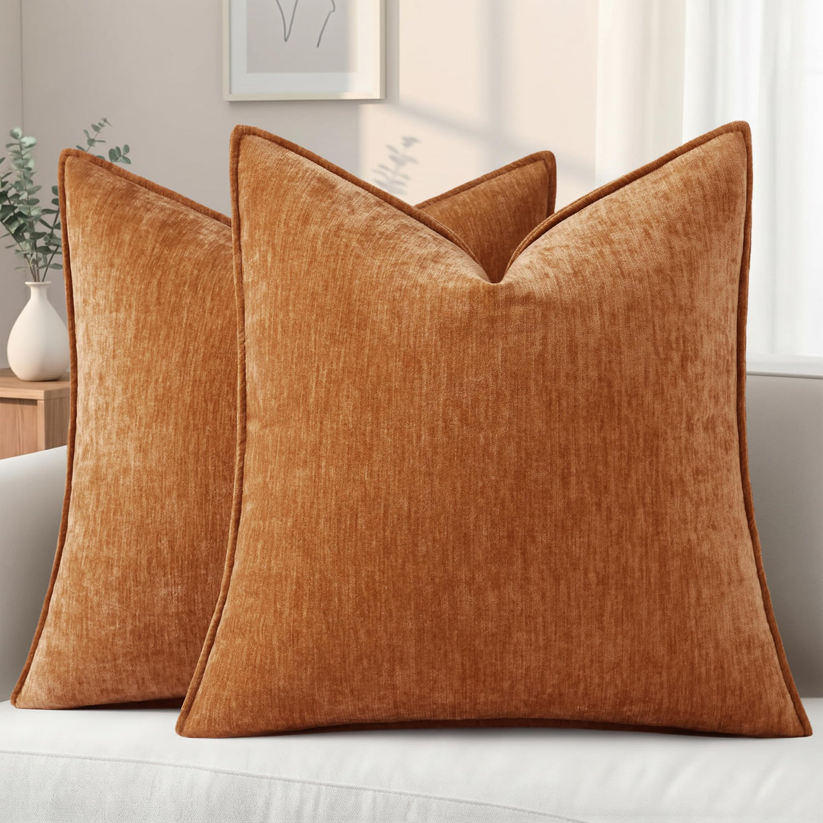 decorUhome Chenille Ultimate Gray Throw Pillow Covers 18x18 Set of 2