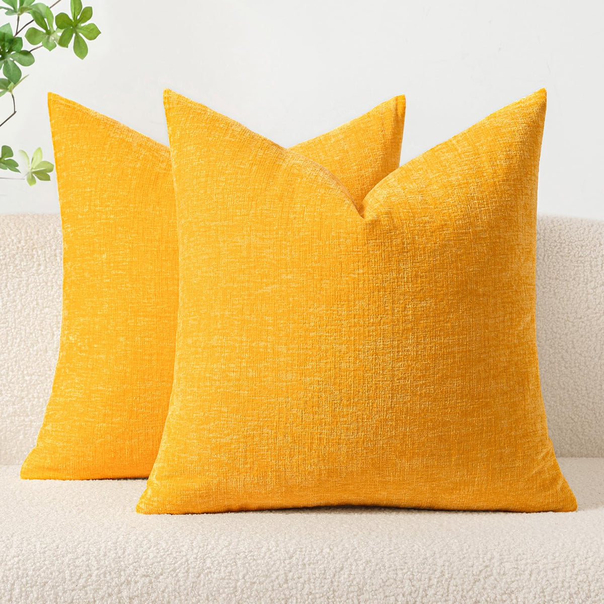 MIULEE Soft Chenille Throw Pillow Covers Green 18x18 Inch Pack of 2