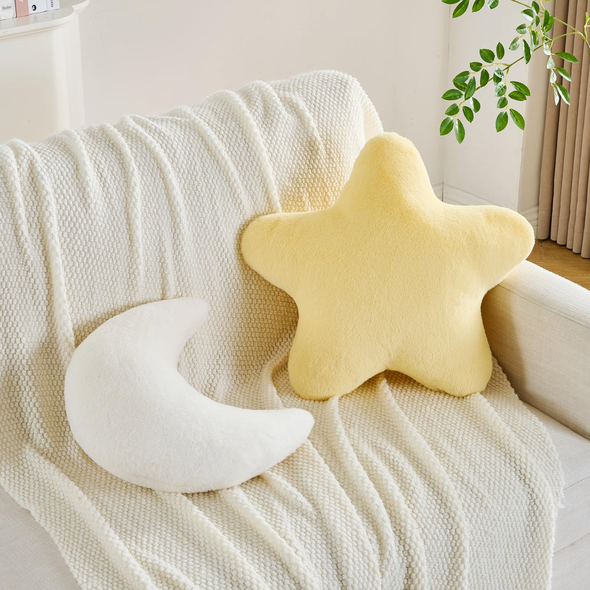 Star Pillow,Star Shaped Decorative Throw Pillow for Bed Couch,Yellow,15.7"