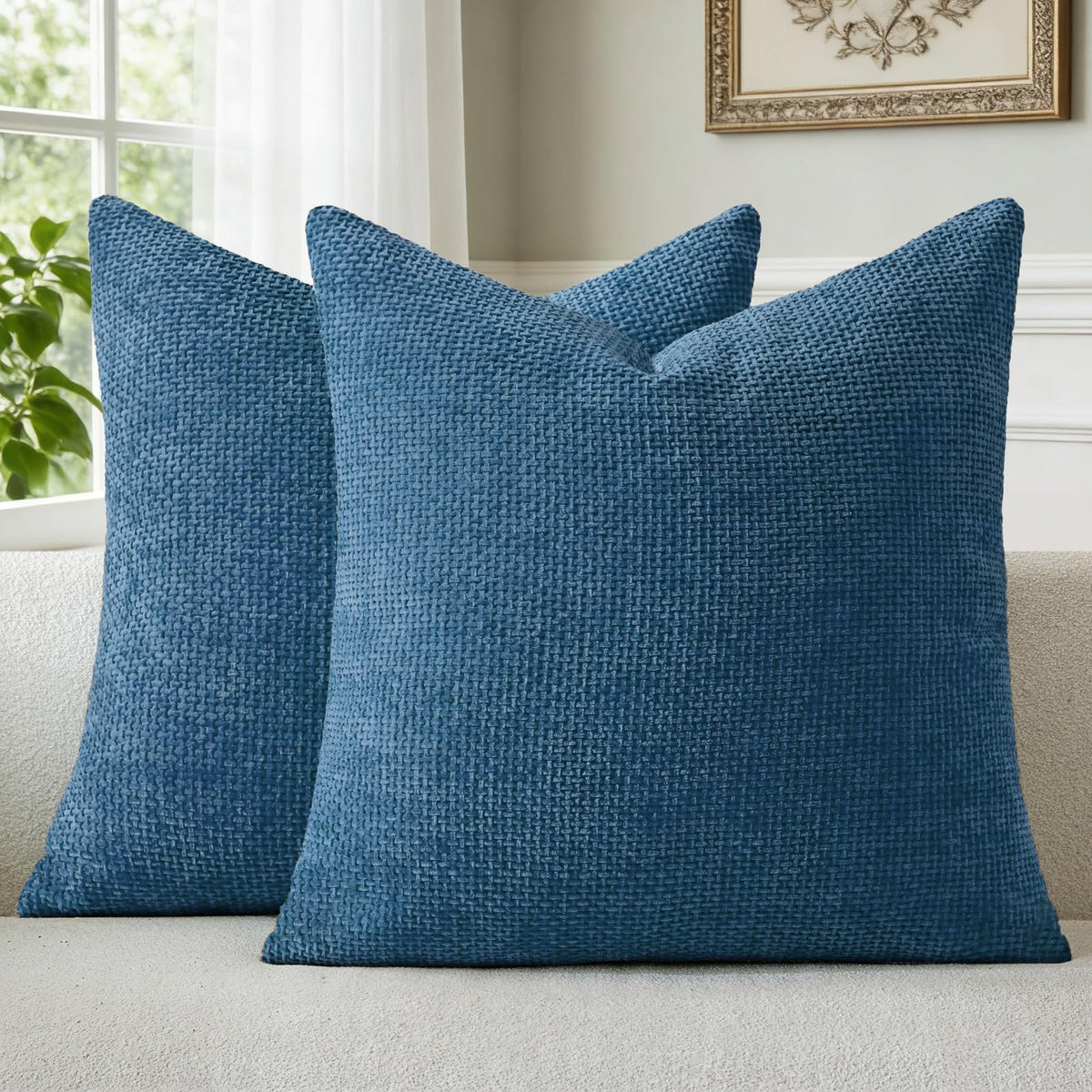 a moment Grey-Beige Chenille Throw Pillow Covers 16x16 Inch Pack of 2 Modern Decorative Throw Pillow Cases Farmhouse Cross Throw Pillowcases Home Decor for Sofa Bedroom Living Room