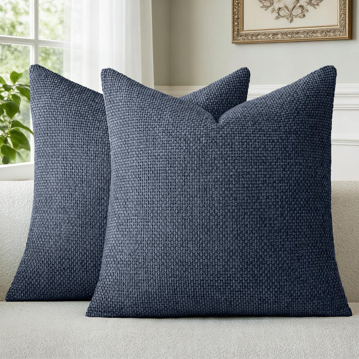 a moment Light Green Chenille Throw Pillow Covers 20x20 Inch Pack of 2 Modern Decorative Throw Pillow Covers Farmhouse Cross Covers Home Decor for Sofa Bedroom Living Room Spring