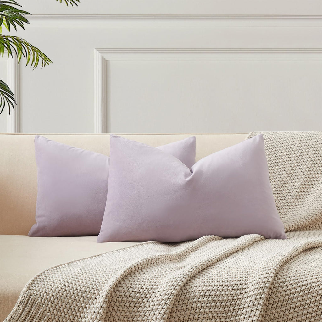 Velvet Throw Pillow Covers 18x18 for Couch Bed Sofa,Eggplant Purple