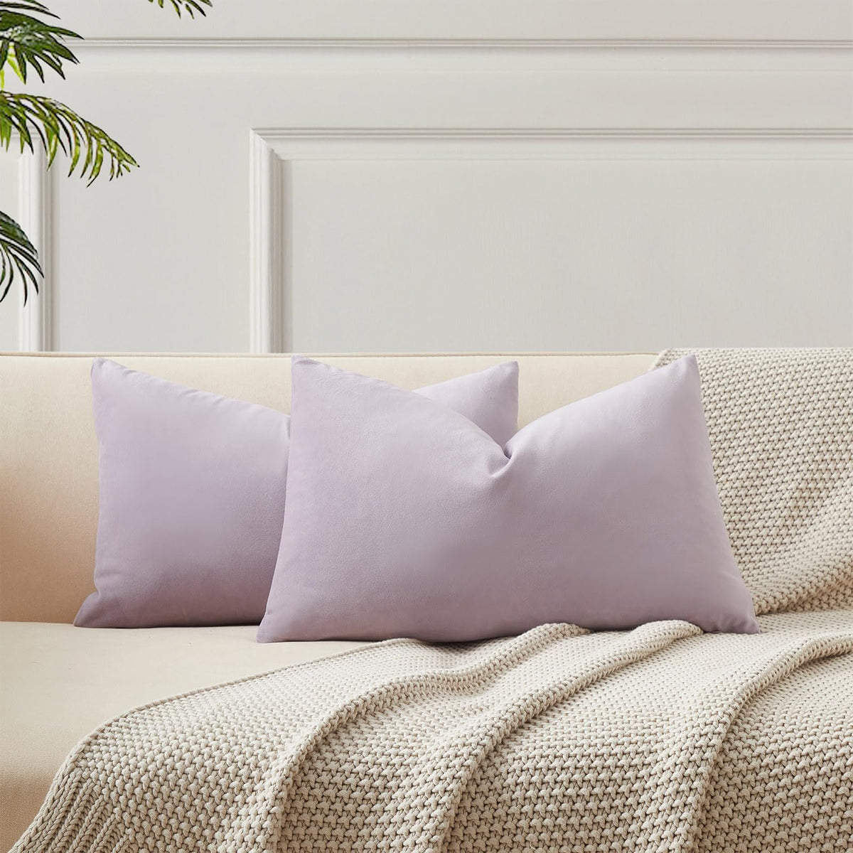 Velvet Throw Pillow Covers 18x18 for Couch Bed Sofa,Eggplant Purple