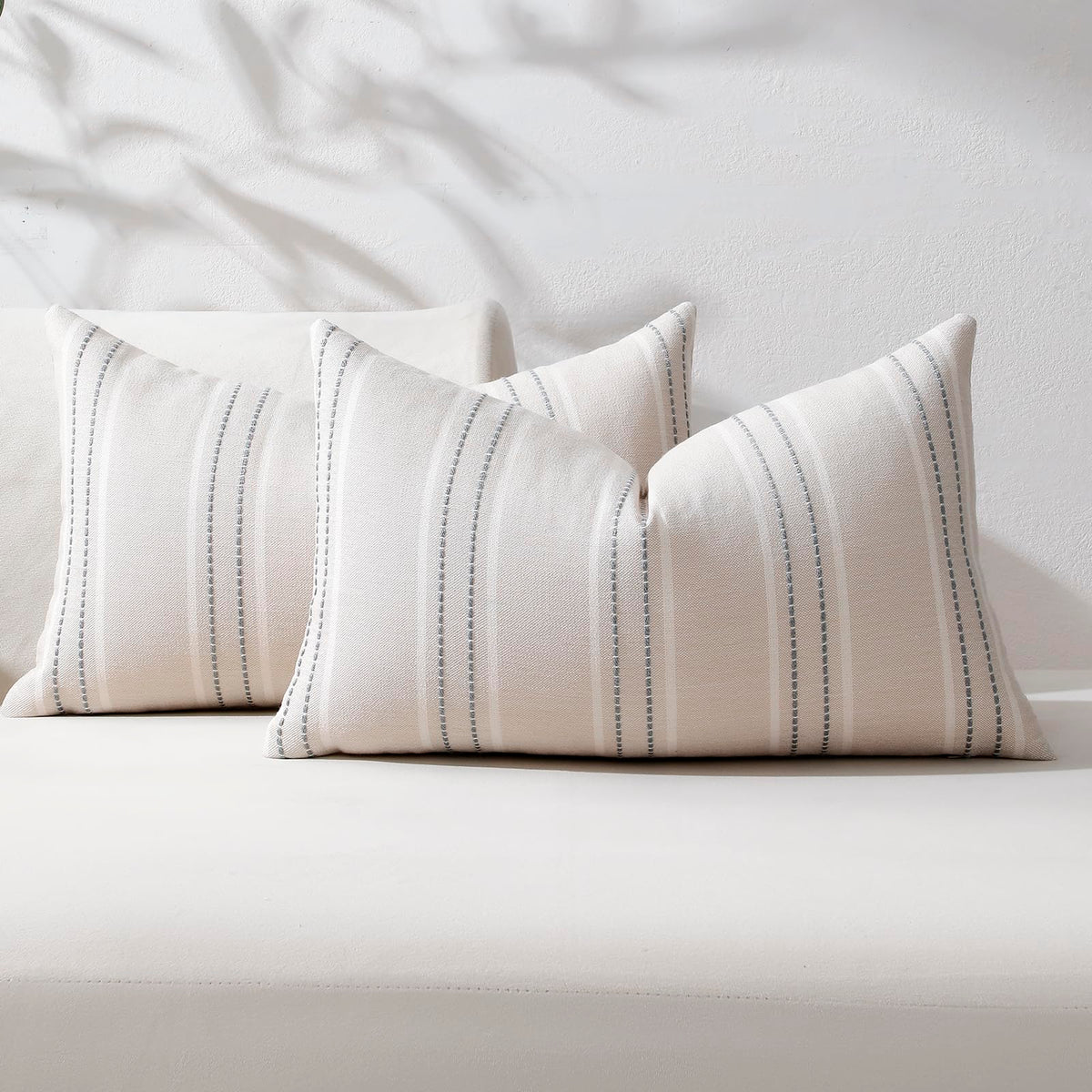 Hckot Sage Green Throw Pillow Covers 20x20 Set of 2 Striped Pillow Covers