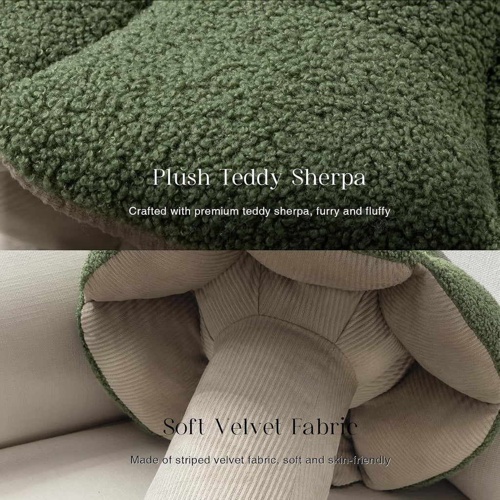 Phantoscope Mushroom Shaped Throw Pillow, Teddy Fleece Soft Mushroom Decorative Pillows Cute 3D Shaped Cushion for Couch Sofa Bed Chair, Light Green,16 x14 inches