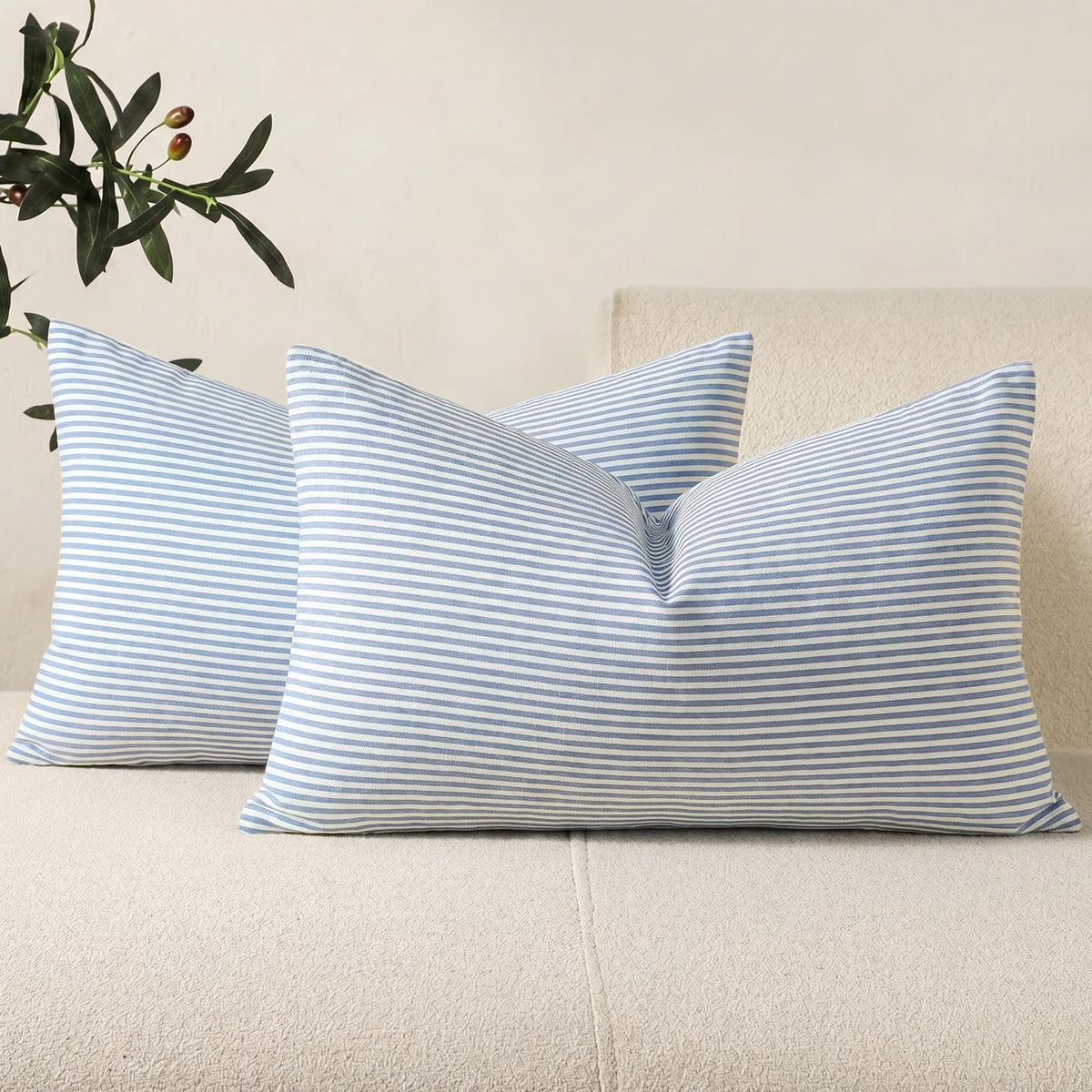 Farmhouse Brown Gingham Checkered Plaid Throw Pillow Covers 20x20 Set of 2