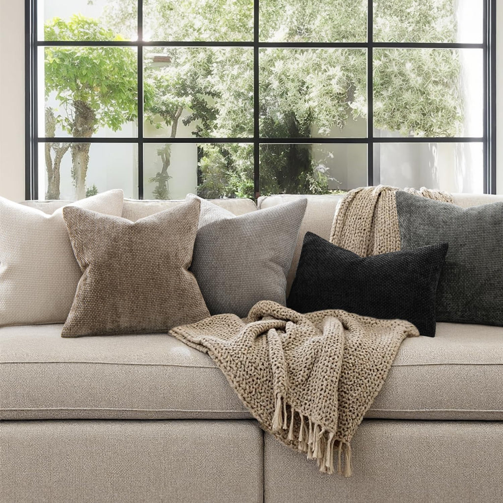 MIULEE Decorative Couch Throw Pillow Covers 20x20 Inch Neutral Beige 2 Pack