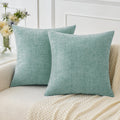 MIULEE Soft Chenille Throw Pillow Covers Green 18x18 Inch Pack of 2