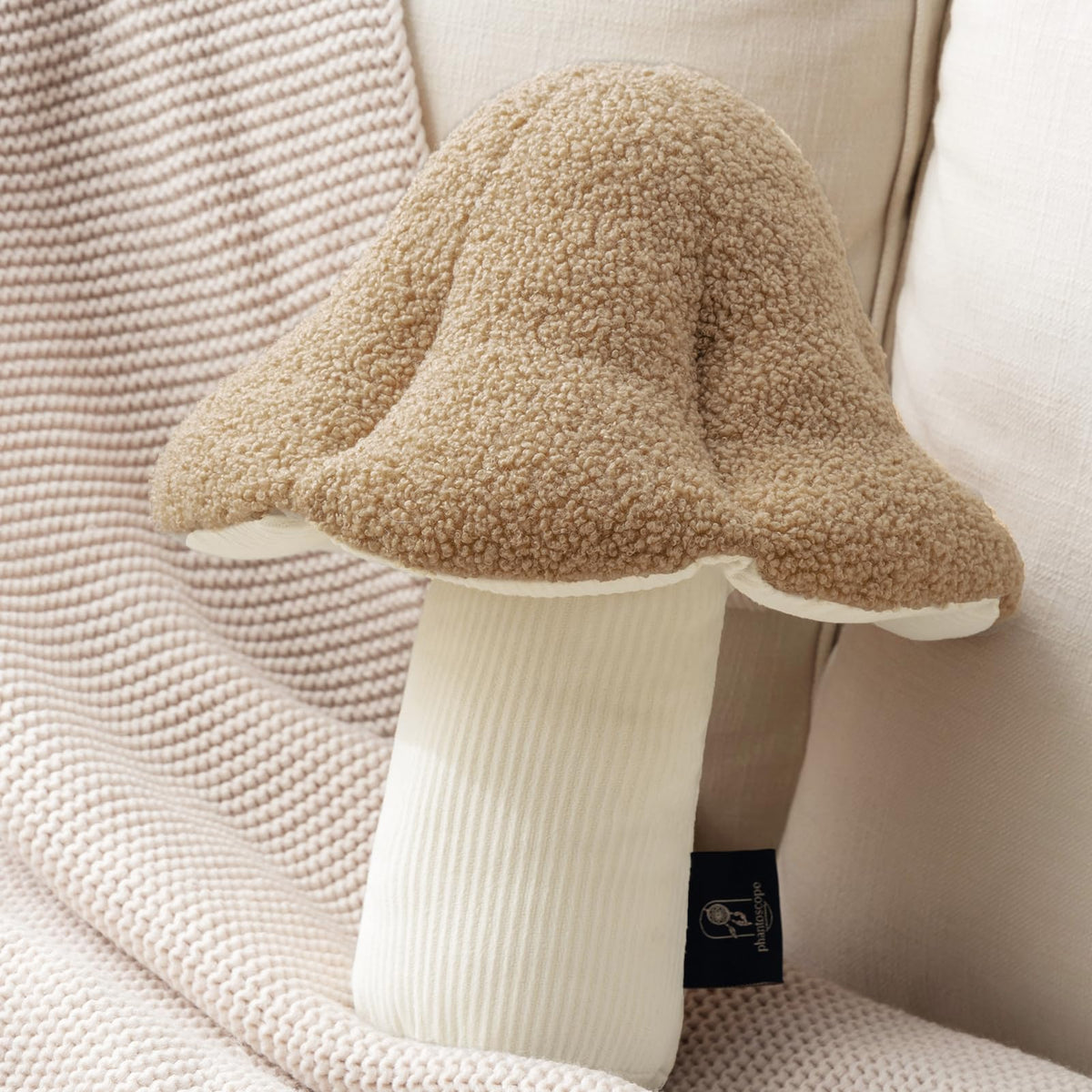 Phantoscope Mushroom Shaped Throw Pillow, Teddy Fleece Soft Mushroom Decorative Pillows Cute 3D Shaped Cushion for Couch Sofa Bed Chair, Light Green,16 x14 inches