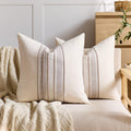 KINDREX Striped Linen Decorative Throw Pillow Covers 18x18 Navy Blue