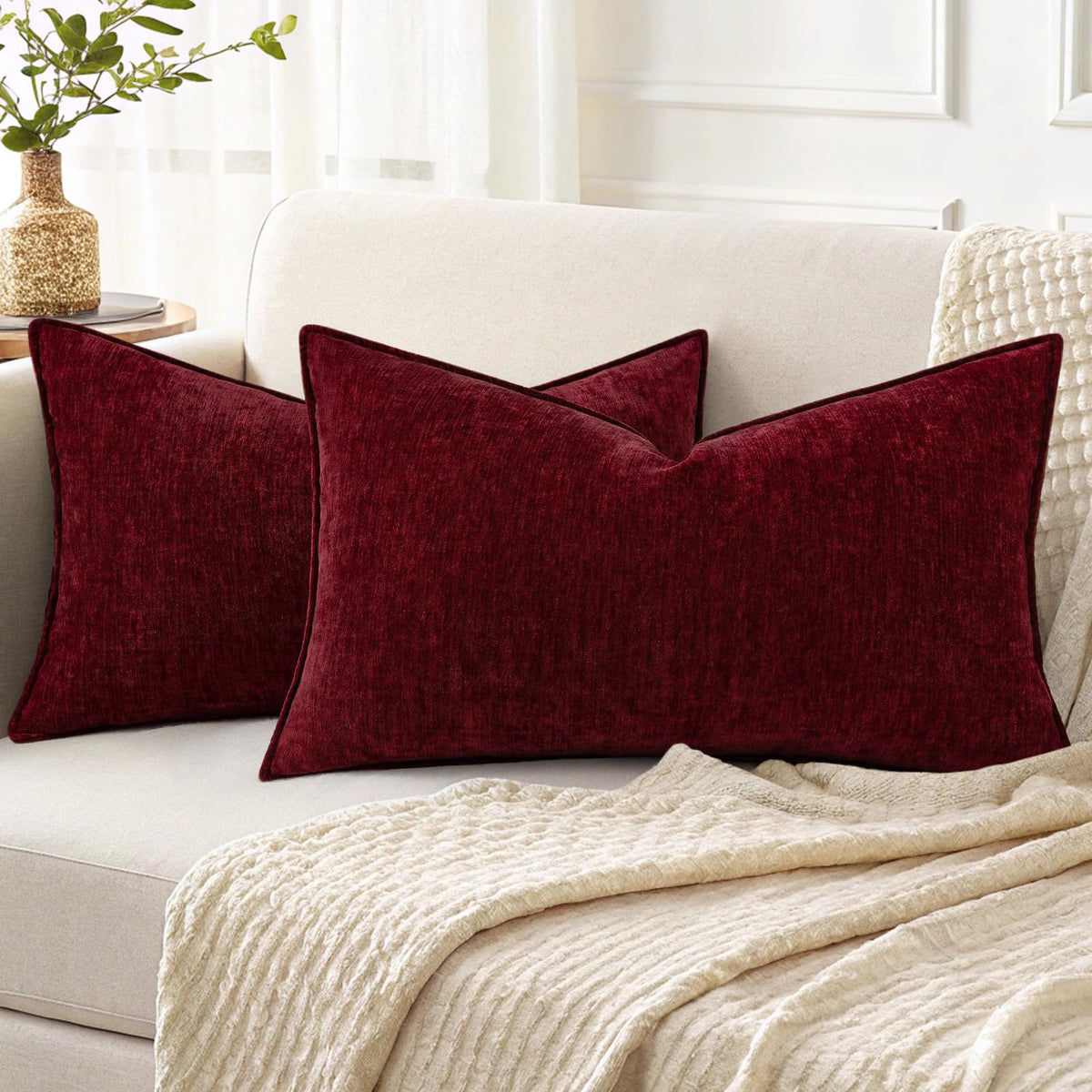 decorUhome Chenille Ultimate Gray Throw Pillow Covers 18x18 Set of 2