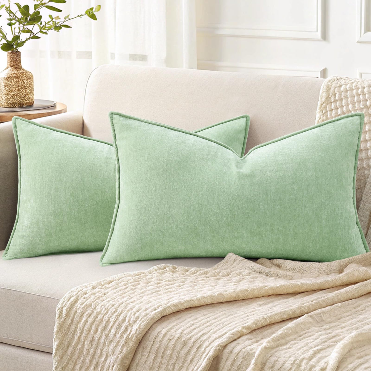 decorUhome Chenille Ultimate Gray Throw Pillow Covers 18x18 Set of 2