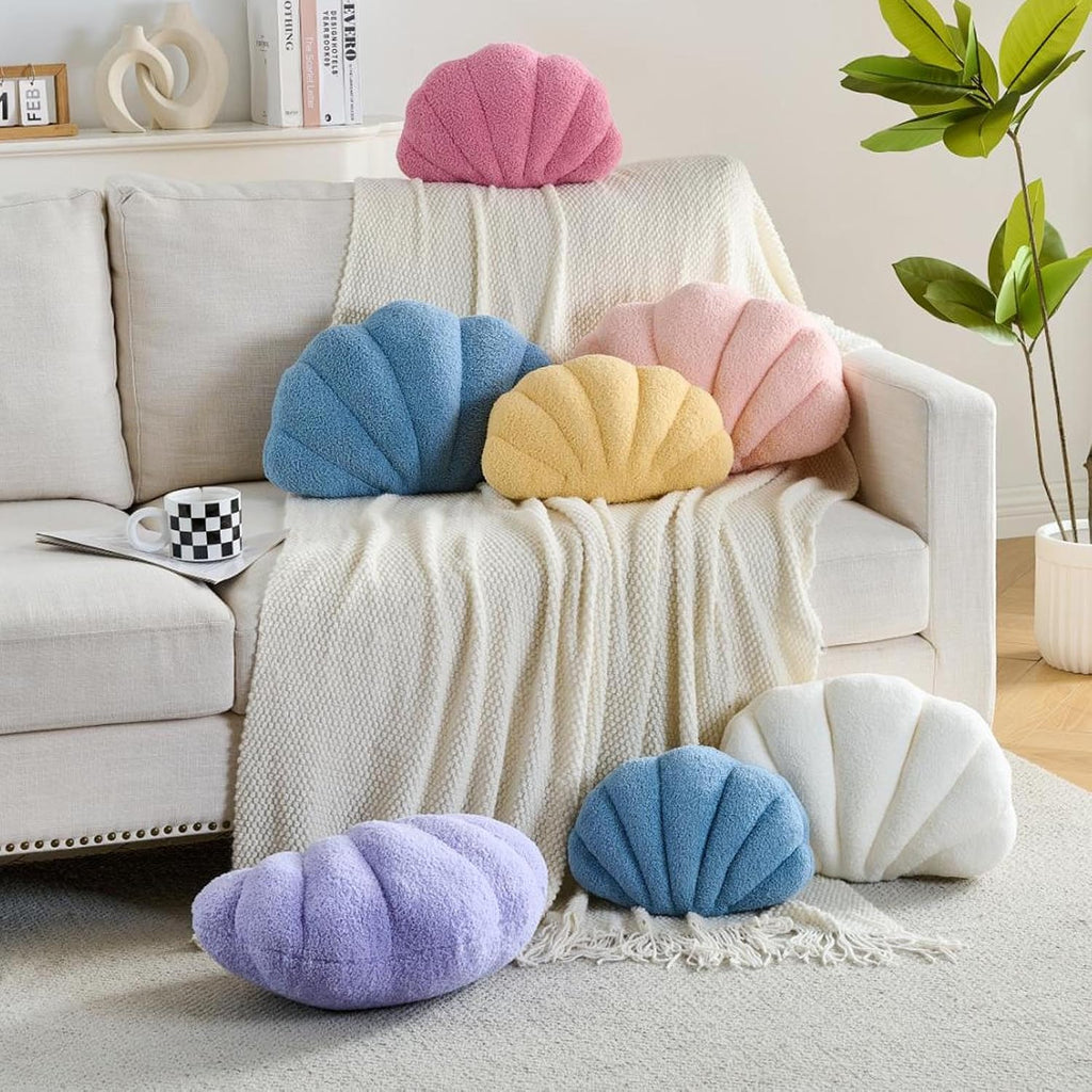 CANGHI Shell Pillow, Seashell Pillow,Seashell Throw Pillows,White 13"x10"