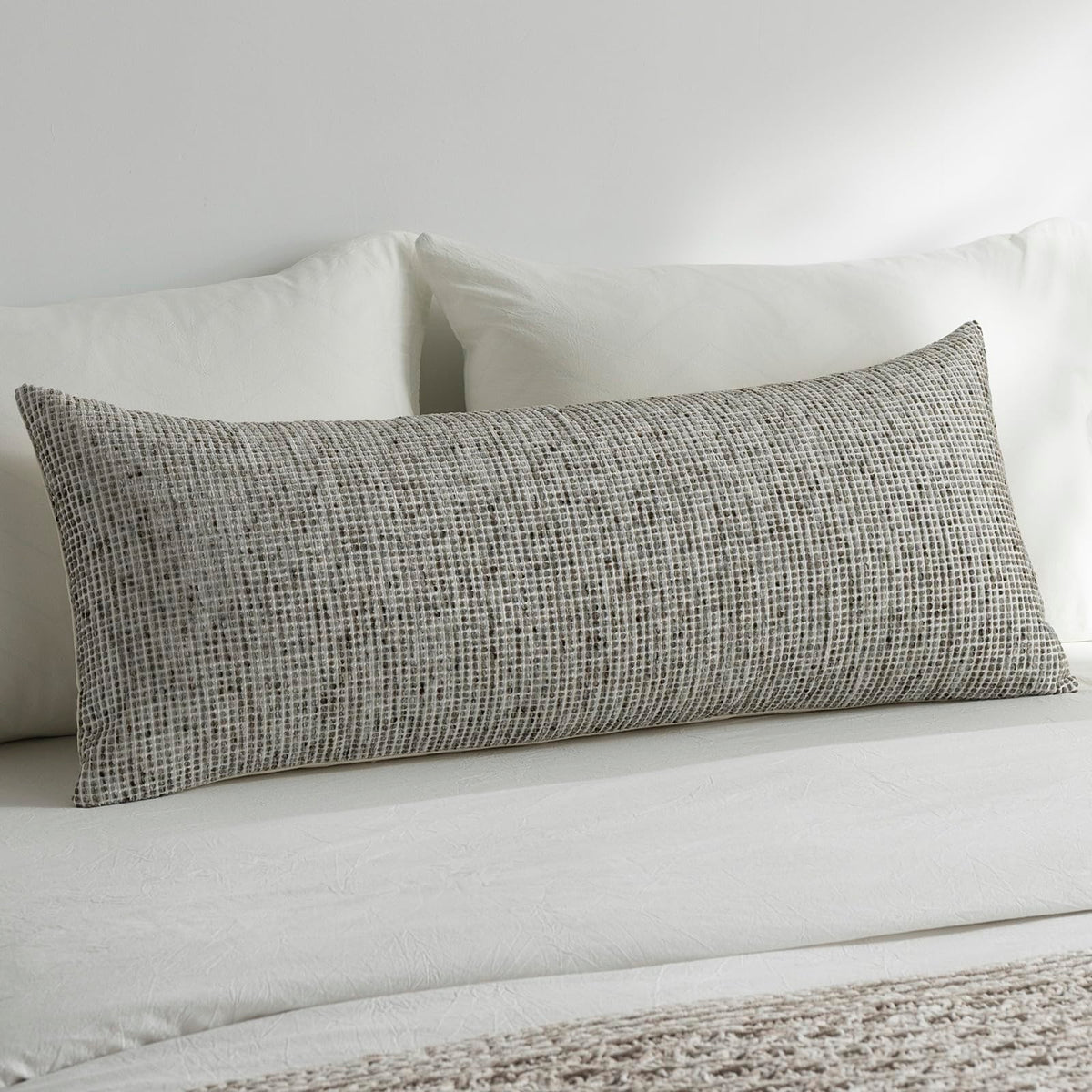 Pack of 2 Neutral Throw Pillow Covers 18x18 Boho Textured Dots Stripe Chenille Square Decorative Pillow Cases Accents for Living Room Couch Bed Farmhouse Home Decor, Taupe