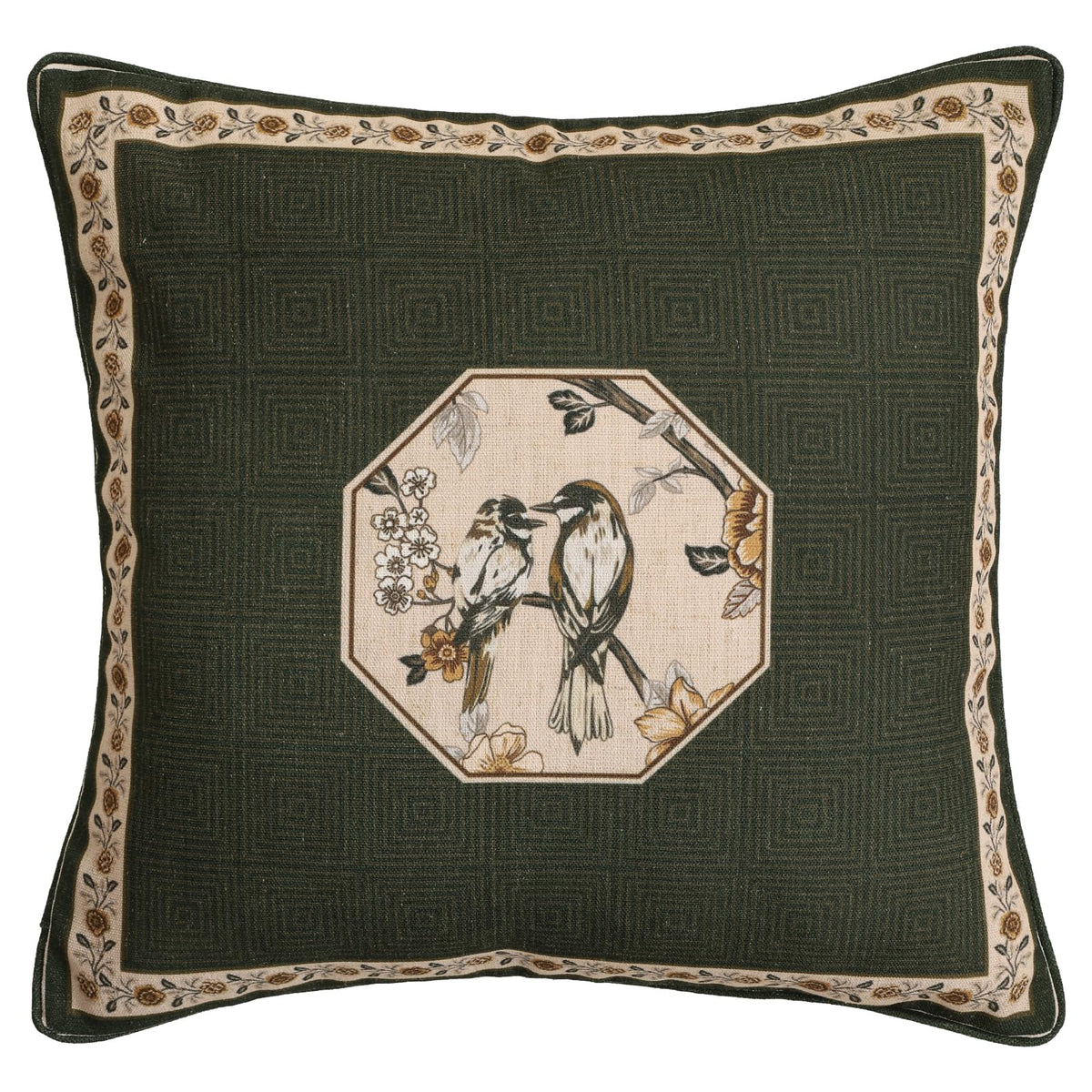 ISAENNE Vintage Elegant Linen Square Throw Pillow Cover,18"x18"-Albano A