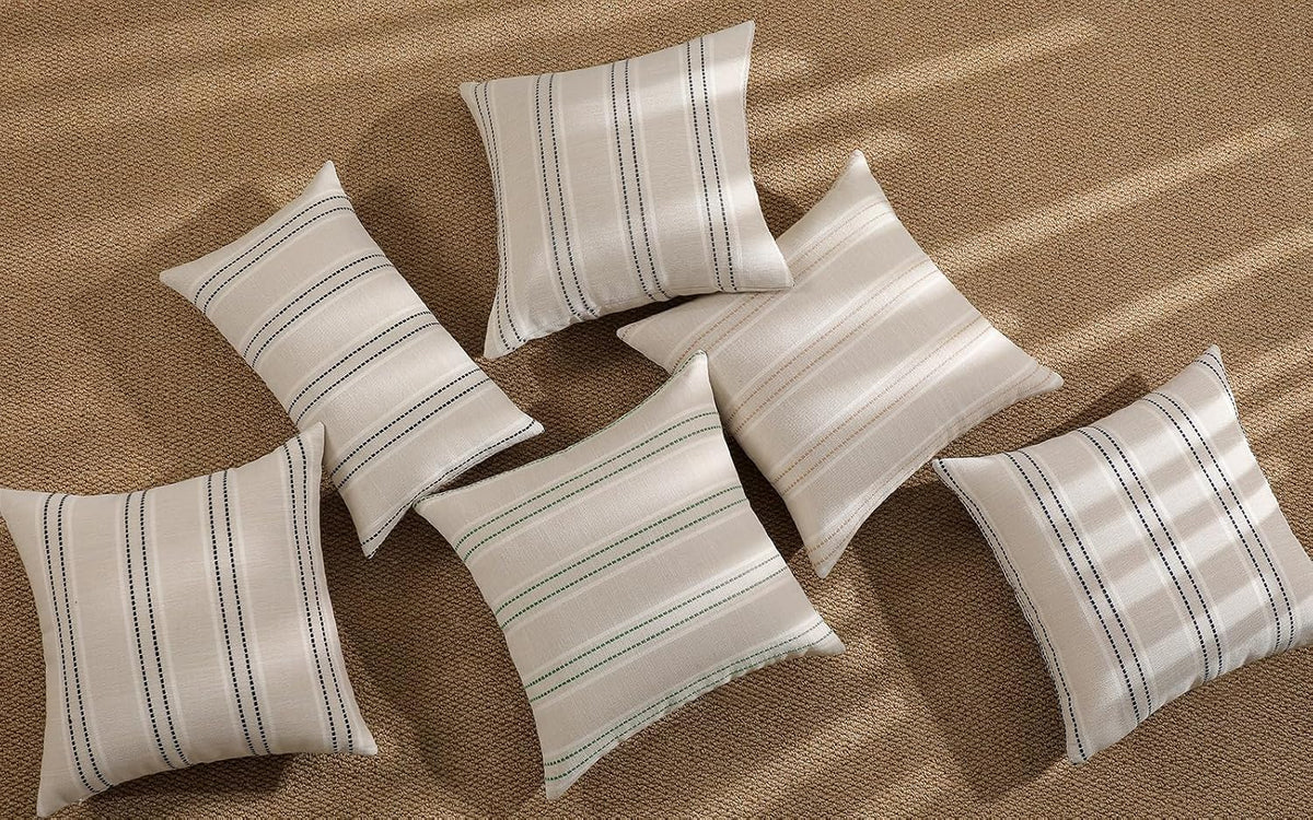 Hckot Sage Green Throw Pillow Covers 20x20 Set of 2 Striped Pillow Covers
