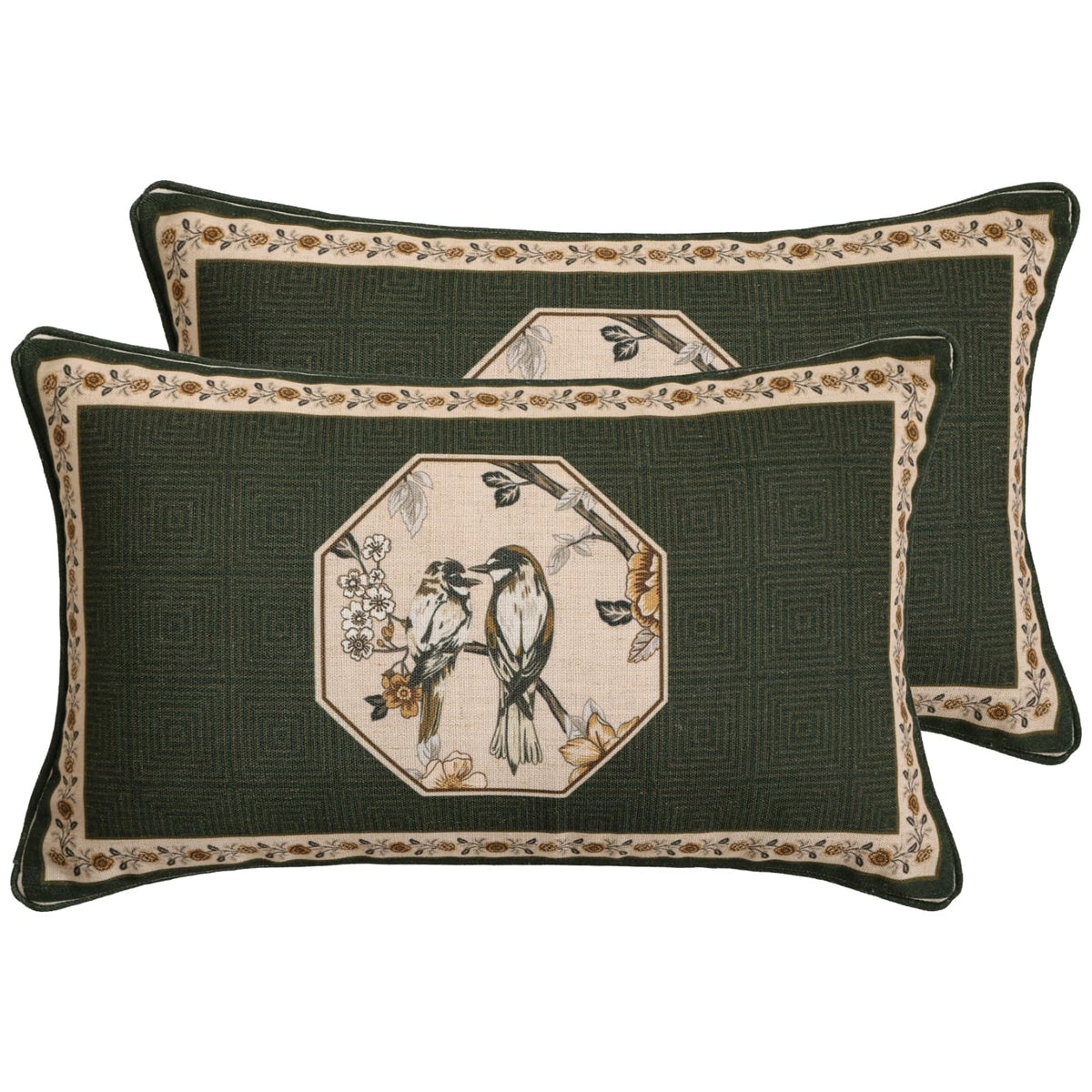 ISAENNE Vintage Elegant Linen Square Throw Pillow Cover,18"x18"-Albano A