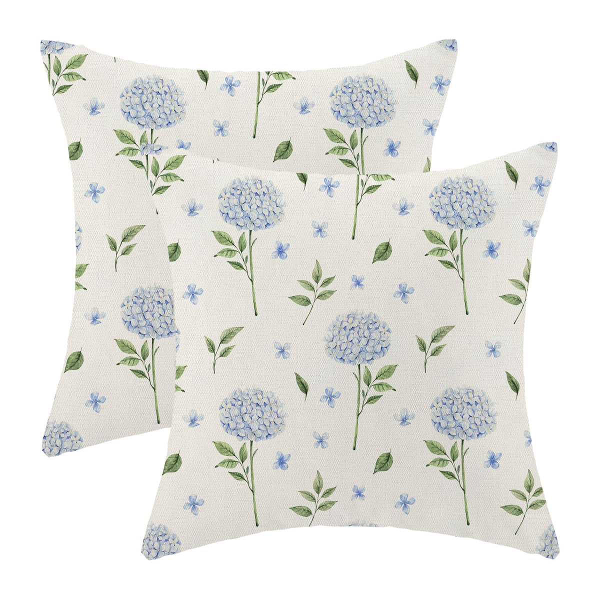 AEIOAE Spring Pillow Covers 18x18 Inch Set of 2,Blue Teal Wild Flower Plant Throw Pillows Case,Seasonal Floral Outdoor Decorative Square Linen Farmhouse Decor Cushion Covers for Home Sofa Bed Couch