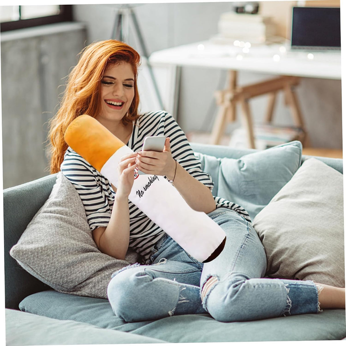 Cigarette Pillow, 20in Cylindrical Pillow, Cotton Stuffed Long Plush, Creative & Unique Pillows, Pillows for Home, Hotel, Party Cylindrical
