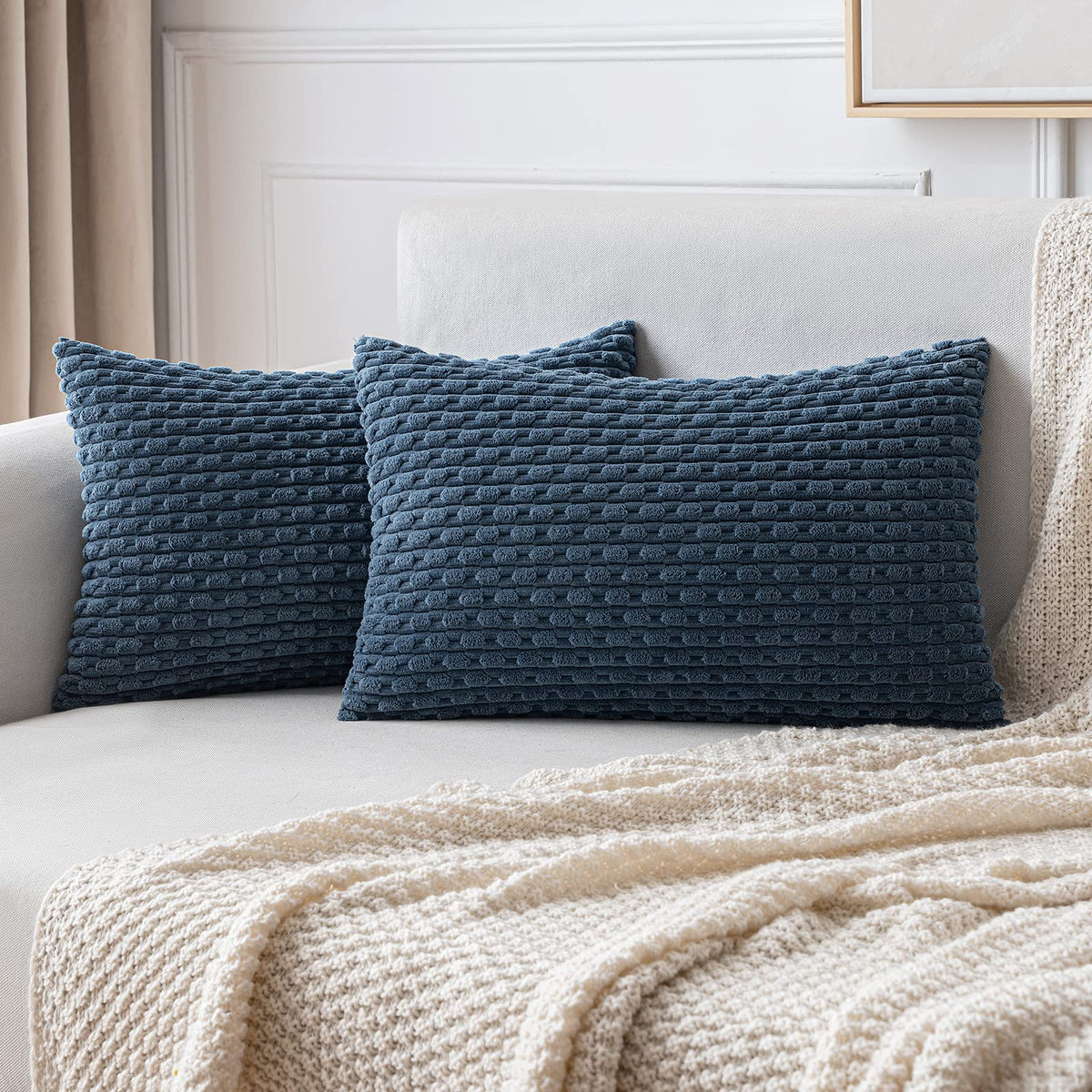 MIULEE Decorative Throw Pillow Covers 20x20 Sage Green Textured Corduroy