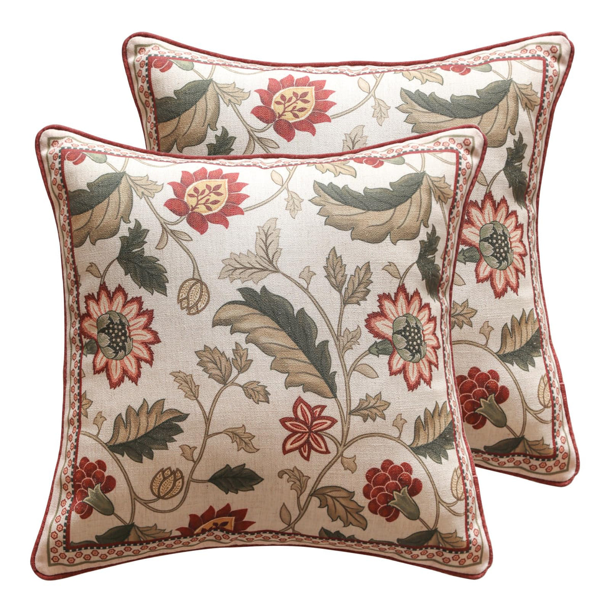 ISAENNE Vintage Elegant Linen Square Throw Pillow Cover,18"x18"-Albano A